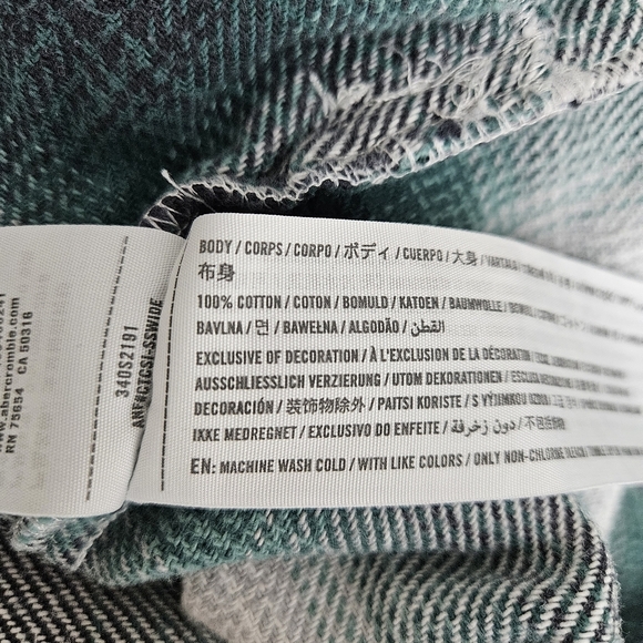 Hollister Boyfriend Flannel Shacket Green Plaid Long Sleeve Button Shirt Medium - Picture 6 of 6